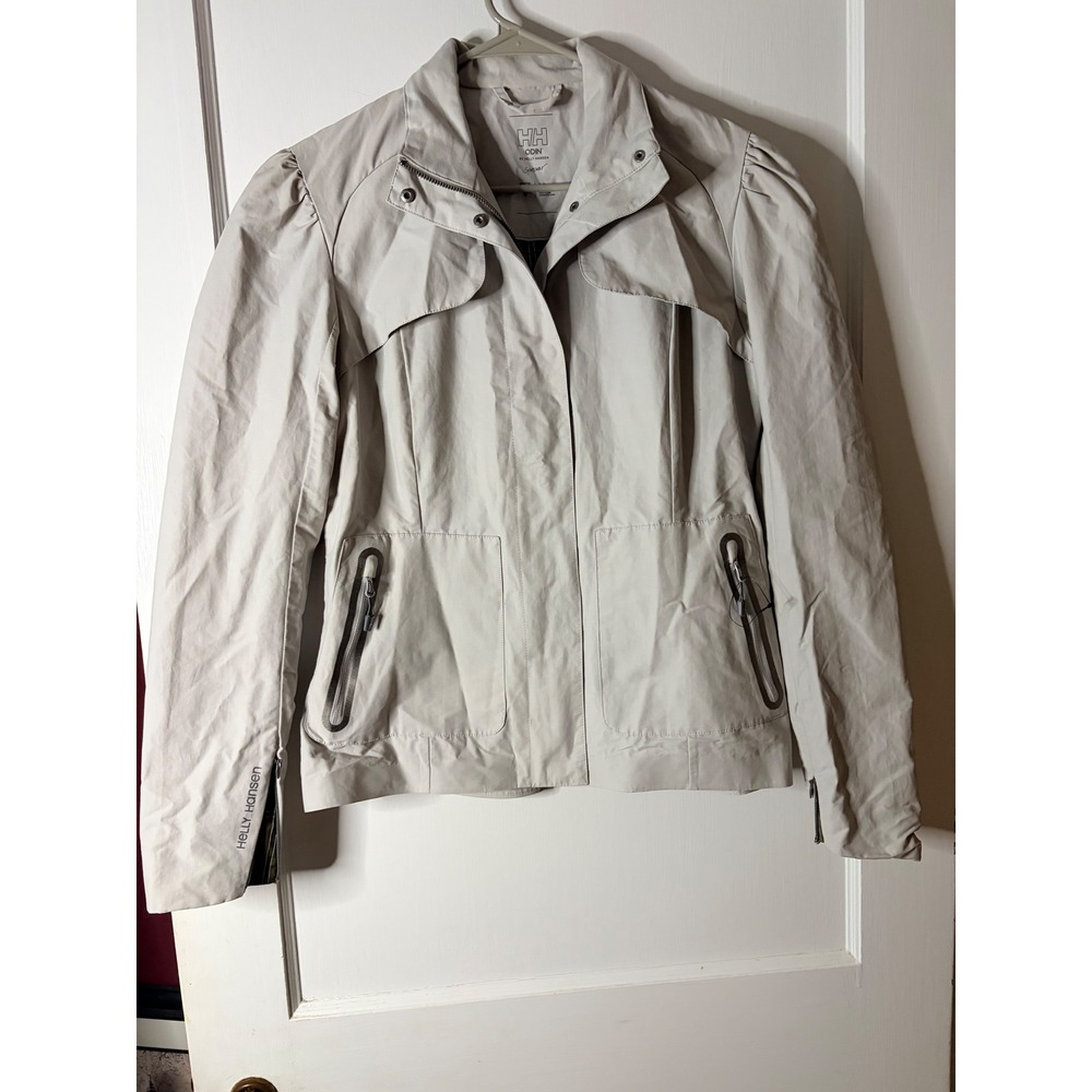 Helly Hansen Odin Women Sportswear Jacket Gray Puff Shoulder Zip Size Medium